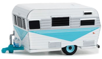 GREEN34140-B - Caravane Siesta Travel trailer 1958 bleu et blanc de la série HITCHED HOMES sous blister