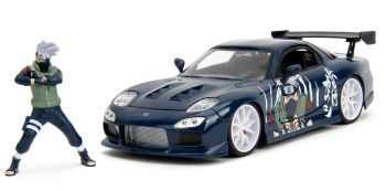 JAD35349 - MAZDA RX-7 W Bleu 1993 NARUTO avec figurine KAKASHI Hatake