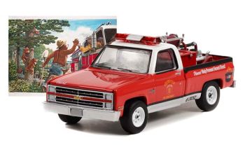 GREEN38020-E - CHEVROLET C20 1984 Pompiers de la série SMOKEY BEAR sous blister