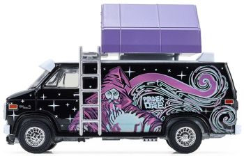 GREEN38080-C - GMC Vandura custom van aménagé 1978 avec tente de toit de la série THE GREAT OUTDOORS sous blister