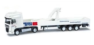 HER301497 - DAF XF105 SSC avec remorque plateau et grue SPEDITION LAND