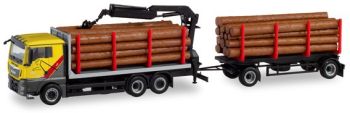 HER311489 - MAN TGX XL Euro 6 6x2 porteur avec remorque 2 essieux et grumes MENGEL HOLZTRANSPORTE