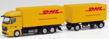 HER311809 - MERCEDES Actros porteur 6x4 avec remorque porte container 2 Essieux DHL