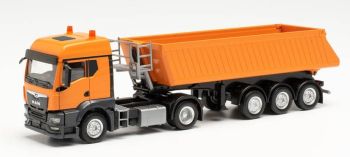 HER314589 - MAN TGS TM 4x2 avec benne 3 Essieux Orange