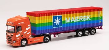 HER314695 - SCANIA CR 20 C. 4x2 avec porte container 3 Essieux HCL Logistique et container 40 pieds MAERSK