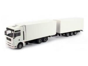 LIT1635 - MAN TGA XXL avec REmorque 3 Essieux Blanc