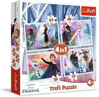 TRF34344 - 4 Puzzles 35-48-54-70 Pièces LA REINE DES NEIGES 2 La forêt magique