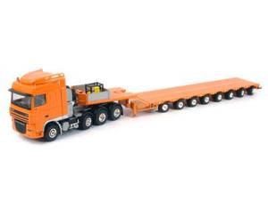 LIT1680 - DAF XF105 SC 8x4 avec Remorque NOOTEBOOM 8 Essieux Télescopique ORANGE