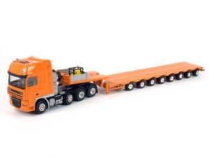 LIT1681 - DAF XF105 SSC 8x4 avec Remorque NOOTEBOOM 8 Essieux Télescopique ORANGE