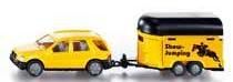 SIK2310JAUNE - MERCEDES avec Van et 2 Chevaux Ech:1/55