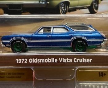 GREEN36040-DVERT - OLDSMOBILE vista cruiser 1972 jantes verte ESTATE WAGONS sous blister
