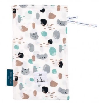 DC3766-1 - MON SAC A DOUDOU en coton - motifs chats et souris