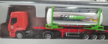 HER2937 - RENAULT Premium avec porte container et container citerne GCA TRAINER
