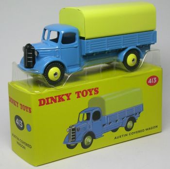 DIN413BLEU - AUSTIN Covered wagon bleu et jaune – Édition ATLAS