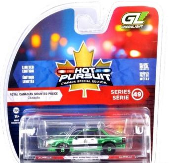 GREEN43065-A-VERT - FORD Mustang 1991 - Police du Canada GRC - Vert de la série HOT PURSUIT - EDITION SPECIALE CANADA sous blister