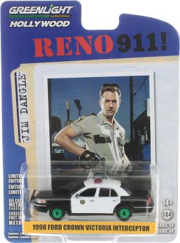 GREEN44980-B_VERT - FORD Crown Victoria Interceptor 1998 avec jantes vertes du film RENO 911 ! sous blister