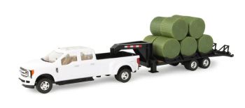 ERT46631 - FORD F-350 avec remorque à col de cygne et balles