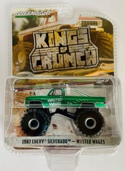 GREEN49100-DVERT - CHEVY Silverado 1987 Vert WASTED WAGES de la série KING OF CRUNCH sous blister
