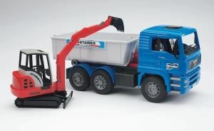 BRU2746 - MAN Avec Benne Déposable et minipelle SCHAEFF Ech:1/16