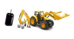 NEW88185 - Tractopelle Radio commandé avec Accessoires et Personnages
