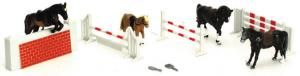 NEW05485D - Lot de 4 Chevaux avec Obstacles