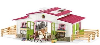 SHL42344 - Centre équestre avec cavalière chevaux et accessoires