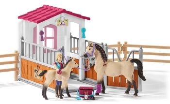 SHL42369 - Box avec chevaux arabes et soigneuse de chevaux