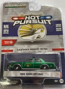 GREEN42970-CVERT - DODGE Diplomat 1988 Verte Patrouille de Califonie HOT PURSUIT séries 39 sous blister