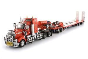 TWH9002B - Camion KENWORTH T908 Orange avec remorque 4x8 et Dolly 2x8.