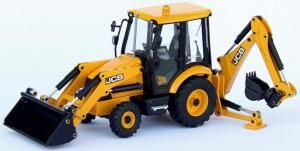 JOA229 - Tractopelle JCB Centremount avec lot de panneaux.Ech:1/35