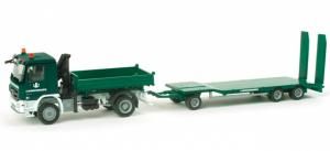 HER294959 - MERCEDES ACTROS Benne avec grues et remorque porte engins .Ech:1/87