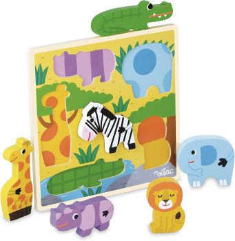 VIL4628 - Puzzle en Bois 6 Pièces Animaux de la savane