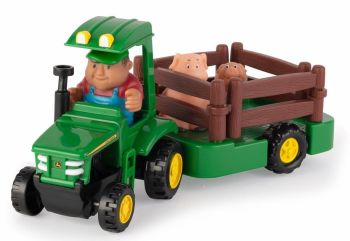 T46922 - Tracteur JOHN DEERE avec remorque et animaux