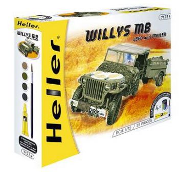 HEL49997 - WILLYS MB JEEP and TRAILER