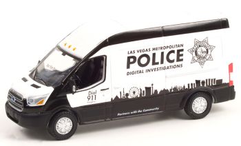 GREEN53040-E - FORD Transit LWB 2019 Enquêtes numériques de la police métropolitaine de Las Vegas de la série ROUTE RUNNERS sous blister