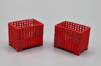 MSM5471/05 - 2 Caisses-palettes grillagées Rouge - L.24 x l.16 x H.19.4 mm