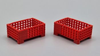 MSM5471/06 - 2 Caisses-palettes grillagées mi-hauteur Rouge - L.24 x l.16 x H.10.3 mm