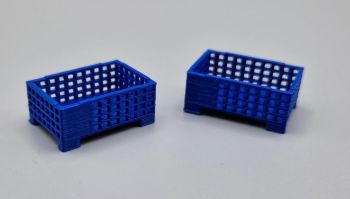 MSM5471/08 - 2 Caisses-palettes grillagées mi-hauteur Bleu - L.24 x l.16 x H.10.3 mm