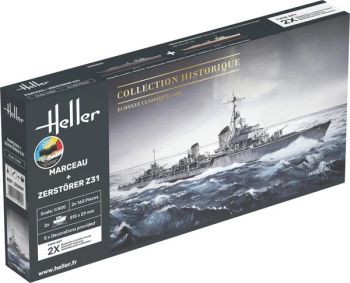 HEL55009 - Kit de démarrage avec peinture et accessoire - Cuirassés Marceau et Zerstörer Z311/400