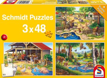 SCM56203 - 3 Puzzles 48 Pièces tous mes animaux préférés