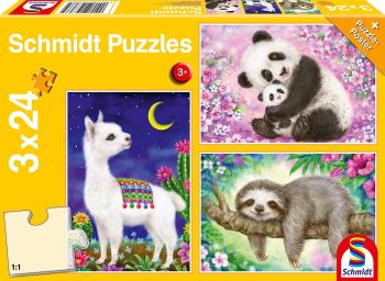 SCM56368 - 3 Puzzles 24 Pièces Panda Lama et Paresseux