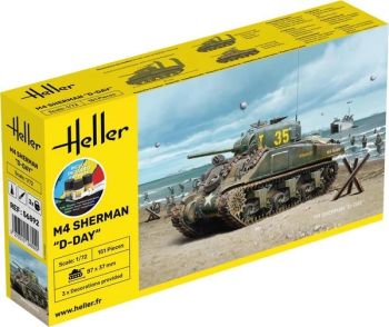 HEL56892 - Kit de démarrage avec peinture et accessoires - Char M4 SHERMAN -  D-Day