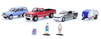GREEN58058 - Diorama Le Barbecue avec 3 voitures remorque et accessoires