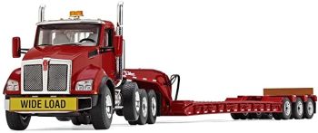 FIGE50-3392 - KENWORTH T880 avec porte engins 3 essieux Rouge