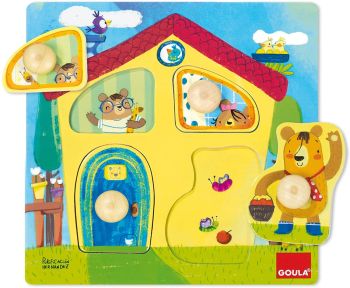 GOA53461 - Puzzle en bois 4 pièces La maison de la famille ours