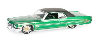 GREEN63060-E - CADILLAC coupé Deville 1971 Vert de la série CALIFORNIA LOWRIDERS sous blister