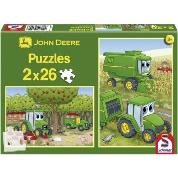 PUZ56000 - Puzzle 2x26 Piéces JOHN DEERE JOHNNY Pendant la récolte 26.3 x 17.8 cm