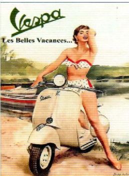 IES10892 - Plaque VESPA Les belles vacances 40x30cm