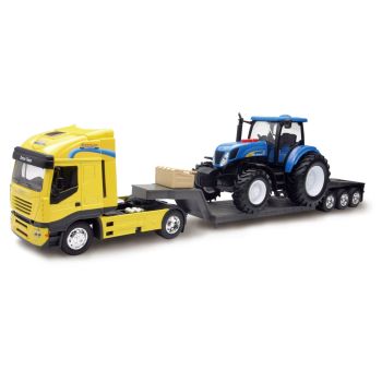 NEW01693 - IVECO STRALIS Avec porte engins 3 essieux et NEW HOLLAND T7070