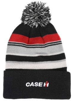 707515 - Bonnet à pompon Noir rouge et gris  avec logo CASE IH